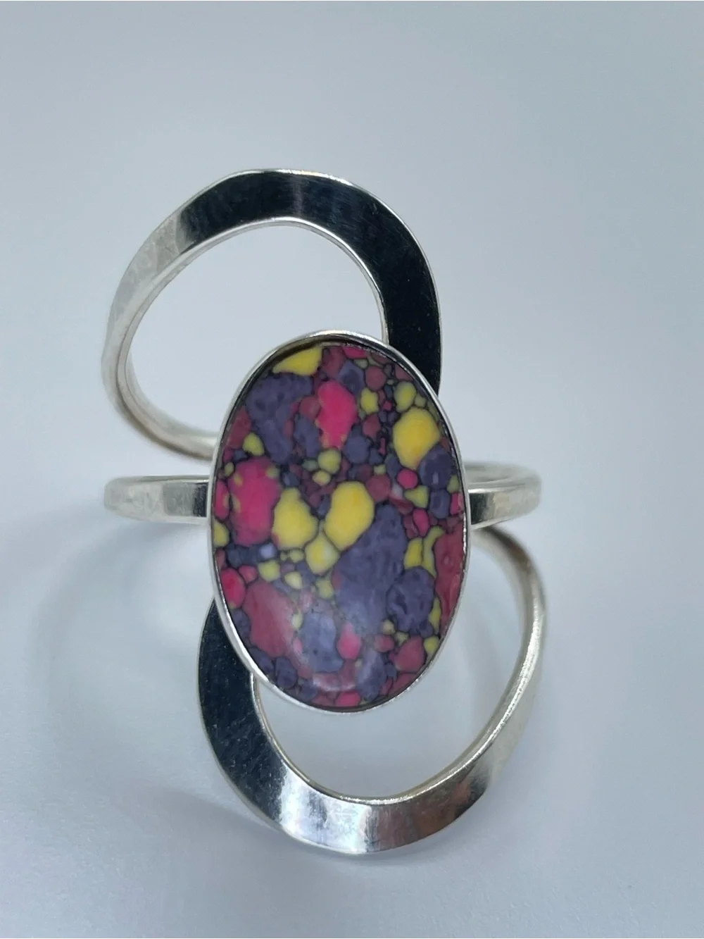 Vintage Mexico Multi Color Stone Ring Size 9 Southwestern Taxco Style